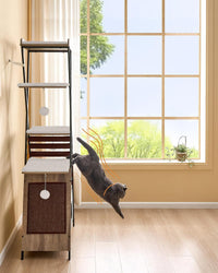 72.4" Modern Cat Tree for Indoor Cats, Multi-Level Cat Condo – Essentials for Cats - Camel Brown - image 4