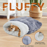 4 in 1 Self Warming Burrow Cat Bed Hideway Sleeping Cuddle Cave – Essentials for Cats - Style- Gray - image 2