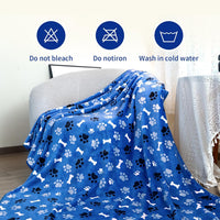 Dog Blanket Paw Bone Pattern 1 Pack 2 Super Soft Warm Flannel Sofa - 40*30 inch (Pack of 2) / Blue|paw Bone - image 2