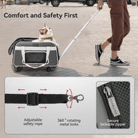 Petsfit Cat Carrier with Wheels, Removable Spinner Wheels - 20.1"L x 12.2"W x 14.2"H / Medium Gray - image 4