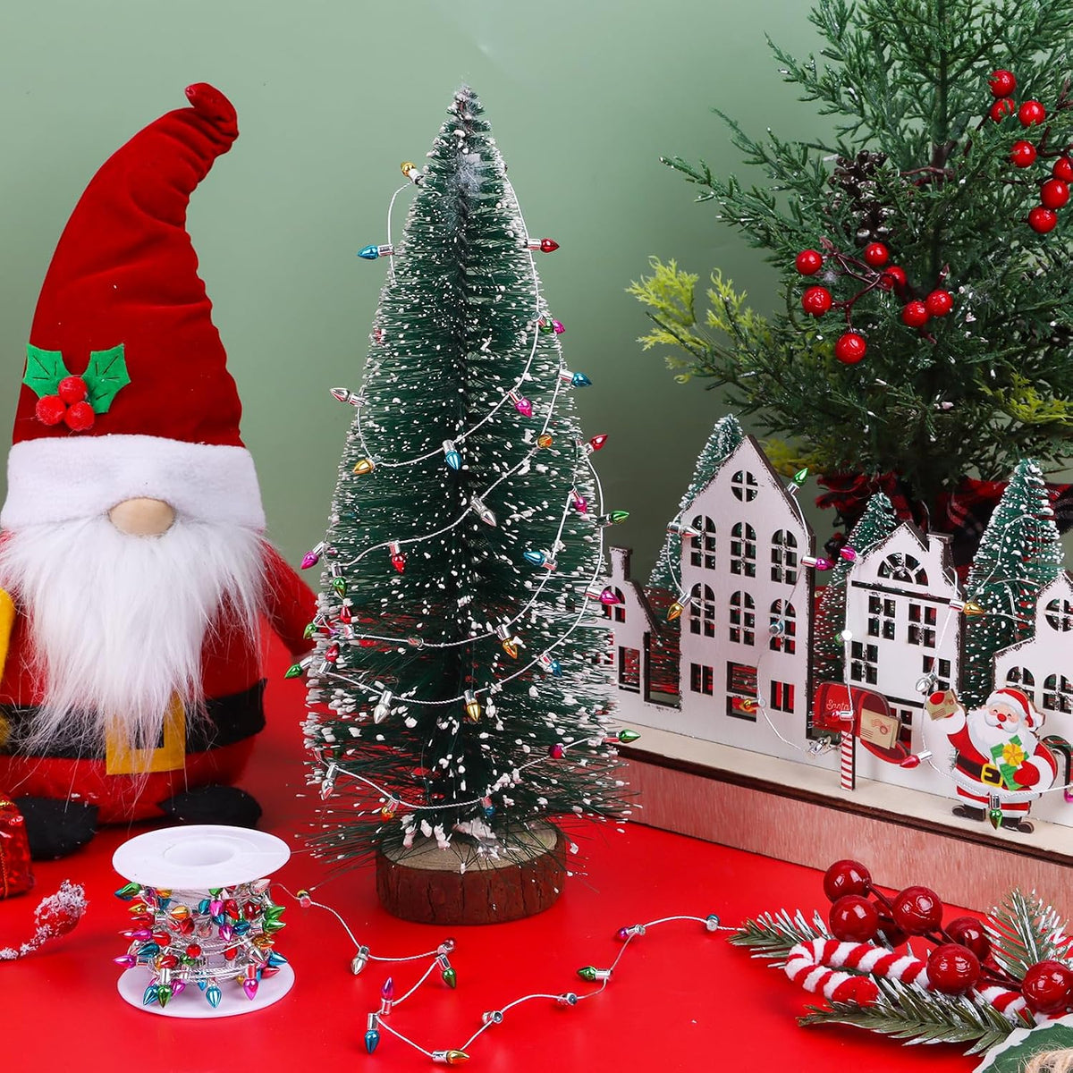 FOIMAS mini dollhouse fake Christmas string lights with colorful plastic bulbs - view 9