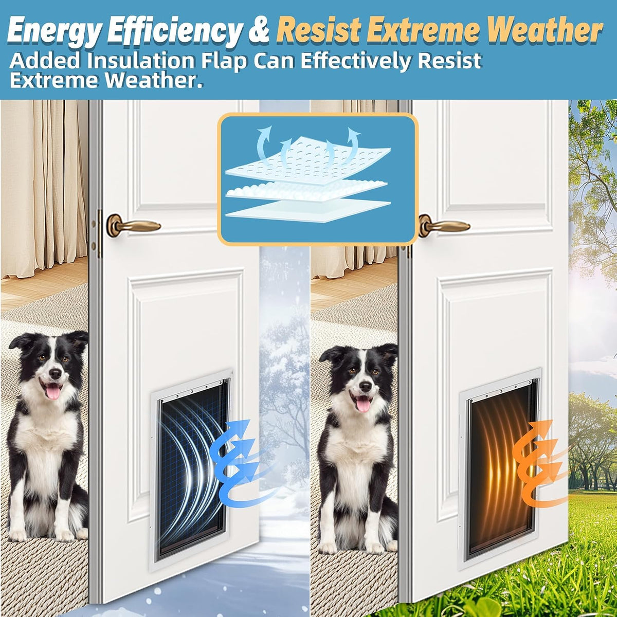2-Pack Large Dog Door Replacement Flaps with Screws – Essentials for Dogs - 3-flap / Large - image 2