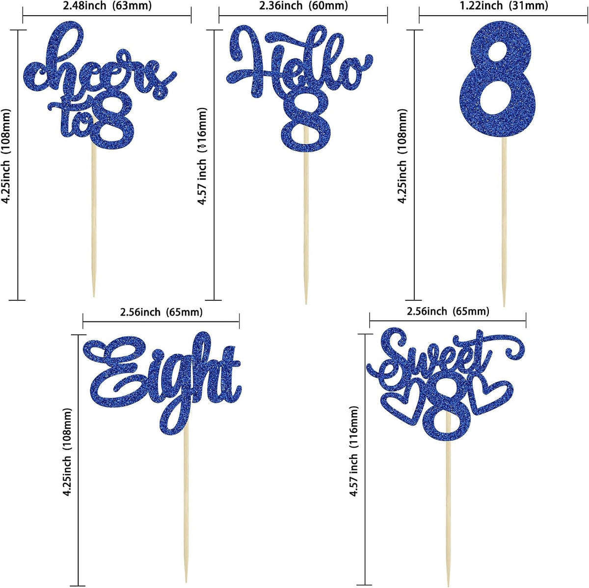 30pcs 16th Birthday Cupcake Toppers - 8th / Deep Blue - image 2