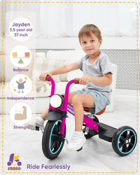 KRIDDO Tricycle for Toddlers 2-5 Years: Rubber Front Wheel - Pink - image 2
