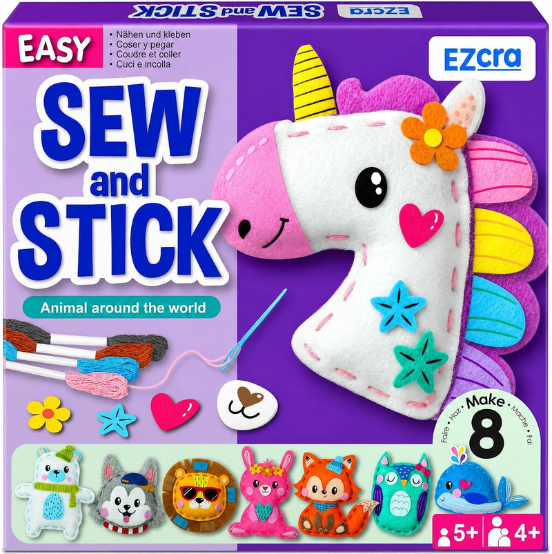 EZCRA Fairy Sewing Kit for Kids Ages 4-8, 8 Felt DIY Projects - Animal