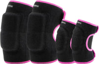 ONTYZZ Kids Soft Knee Pads and Thickened SBR Elbow Pads Adjustable - Black-rose / Elbow/S+knee/S