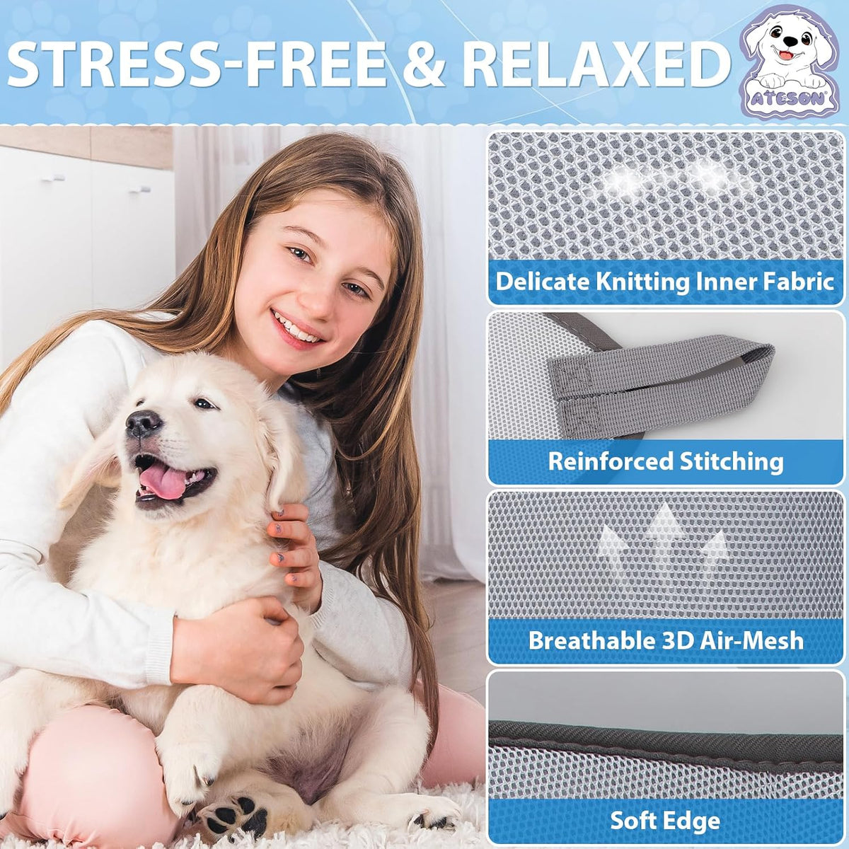 Ateson Pet Grooming Hammock - L for Large Dogs 60LB / Gray - image 2