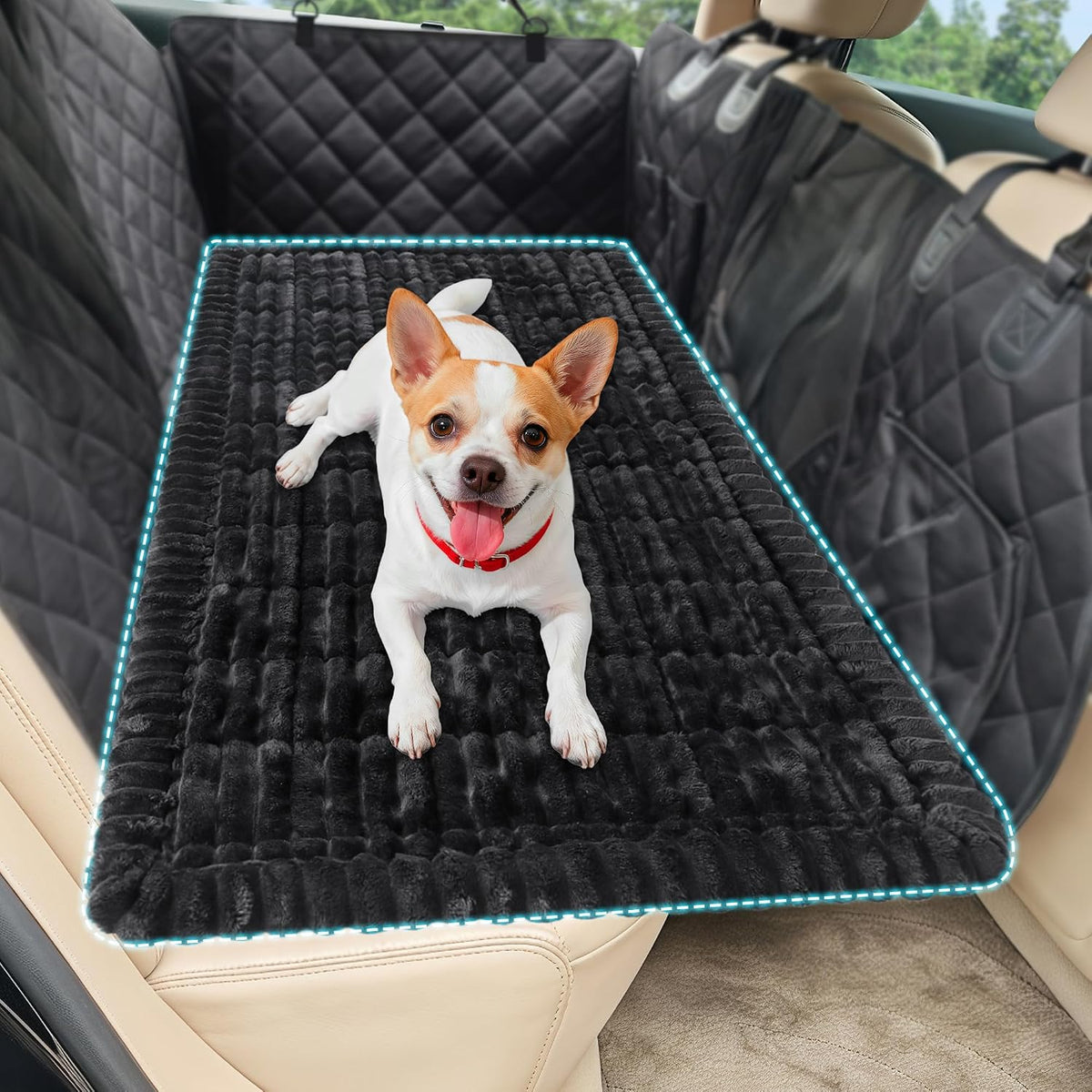 Dog Car Bed, Non-Slip Backseat Dog Bed Mat 50" L×24.6" W – Essentials for Dogs - Black / Medium (50"L×24.6"W)