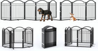 BHG Metal No-Assembly Freestanding Dog Gate with Door Walk Through - Black / 8 Panels - image 2