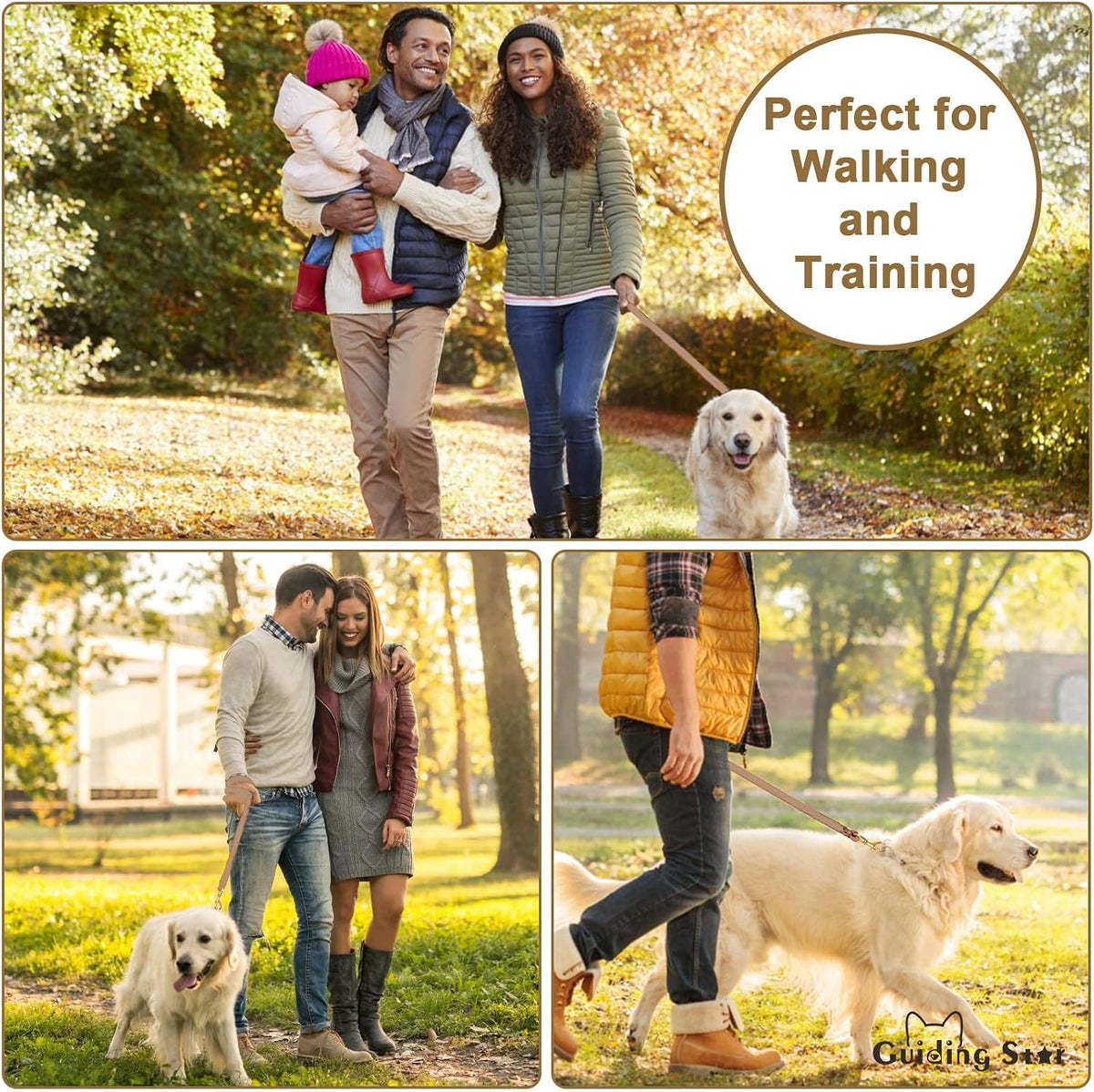 Guiding Star Leather Dog Leash 6ft x 3/4 inch Heavy Duty Training - Light Brown / 6ft x 3/4 inch - image 4