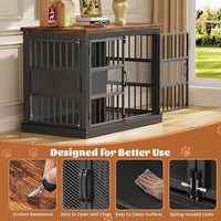 VOPEAK 40" Dog Crate Furniture, Chew Resistant Dog Crate for Dogs, Heavy Duty Dog Crates Dog Kennel Cage Indoor with Double Doors, End Table for Bedroom Living Room, Black