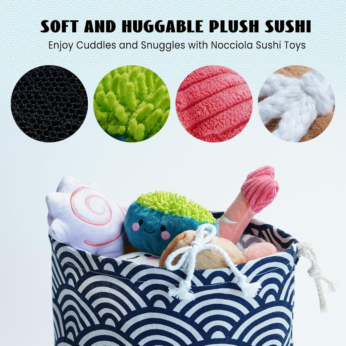 Nocciola Squeaky Bread Stuffed Dog Toys Pack - Sushi - image 3