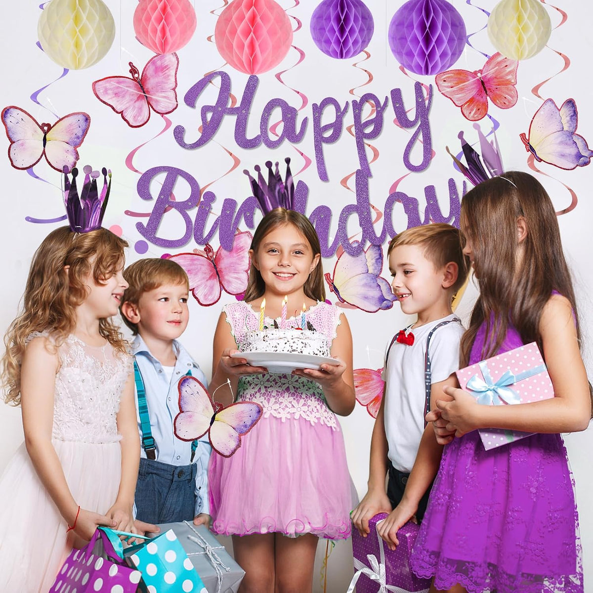 YEOCU Birthday Decorations - Purple / Butterfly - image 4