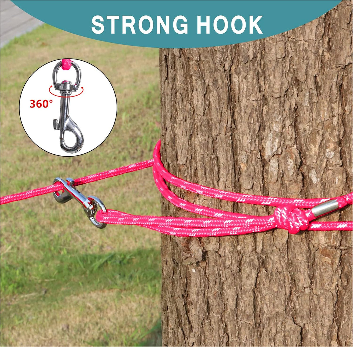 Reflective Cat Leash 50FT Cat Cable Out Escape Proof Walking Leads - 15FT / Hotpink - image 4