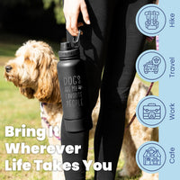Rubyloo Dog Mom Water Bottle with Detachable Bowl for Dog Lovers – Essentials for Dogs - Dogs Favorite People: Black - image 2
