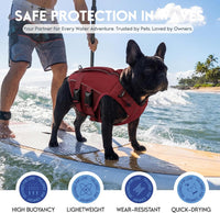 ASENKU Dog Life Jacket, High Floatation Dog Swimming Vest with Rescue Handles for Small Medium - Xx-large / Wine Red - image 3