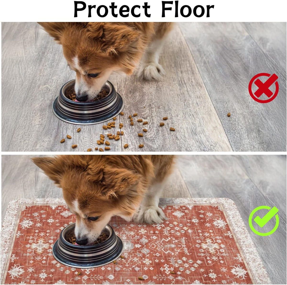 Pet Food Mats for Floor, Absorbent Dog Mat for Food and Water Dispenser Mat, Dog Food Mat Quick Dry - Orange / 32"L x 24"W - image 3