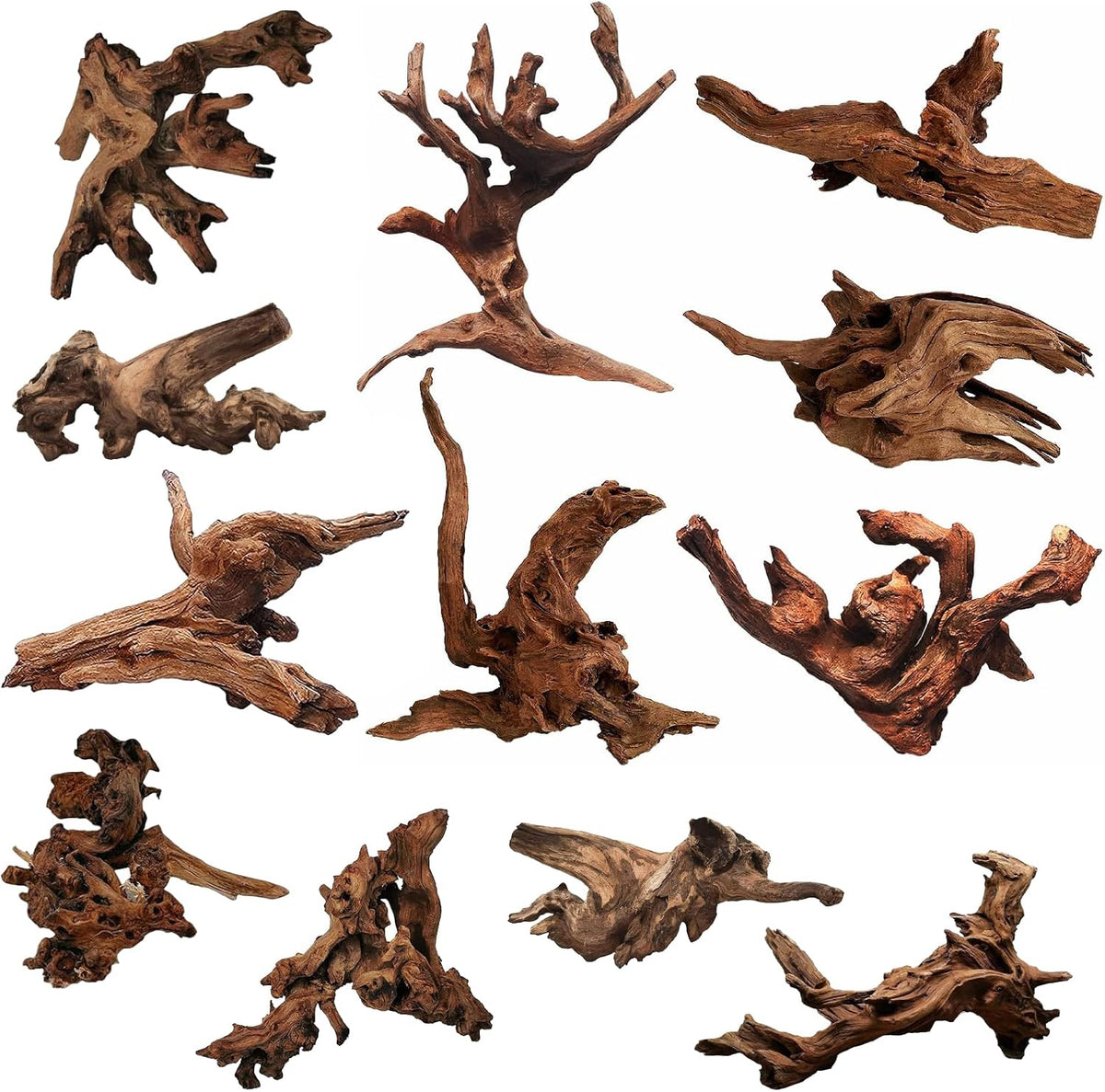 5 Pcs Driftwood Branches 5.5"-8.6" Aquarium Wood Decoration – Essentials for Fish - Mopani Driftwood (4.1-7.2 inch - 12 Pcs)