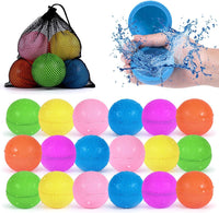 Reusable Water Balloons 6 Pcs with Mesh Bag - Pure Color / 18 Pcs
