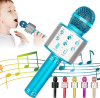 Kids Karaoke Microphone, Wireless Bluetooth Toy Microphone Christmas Gift – Fun for Kids & Family - Blue