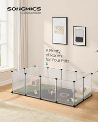 SONGMICS Pet Playpen with Floor, Small Animal Playpen – Essentials for Small Pets - Full White / 20 Panels - 49.2"L x 24.8"W x 16.5"H - image 2