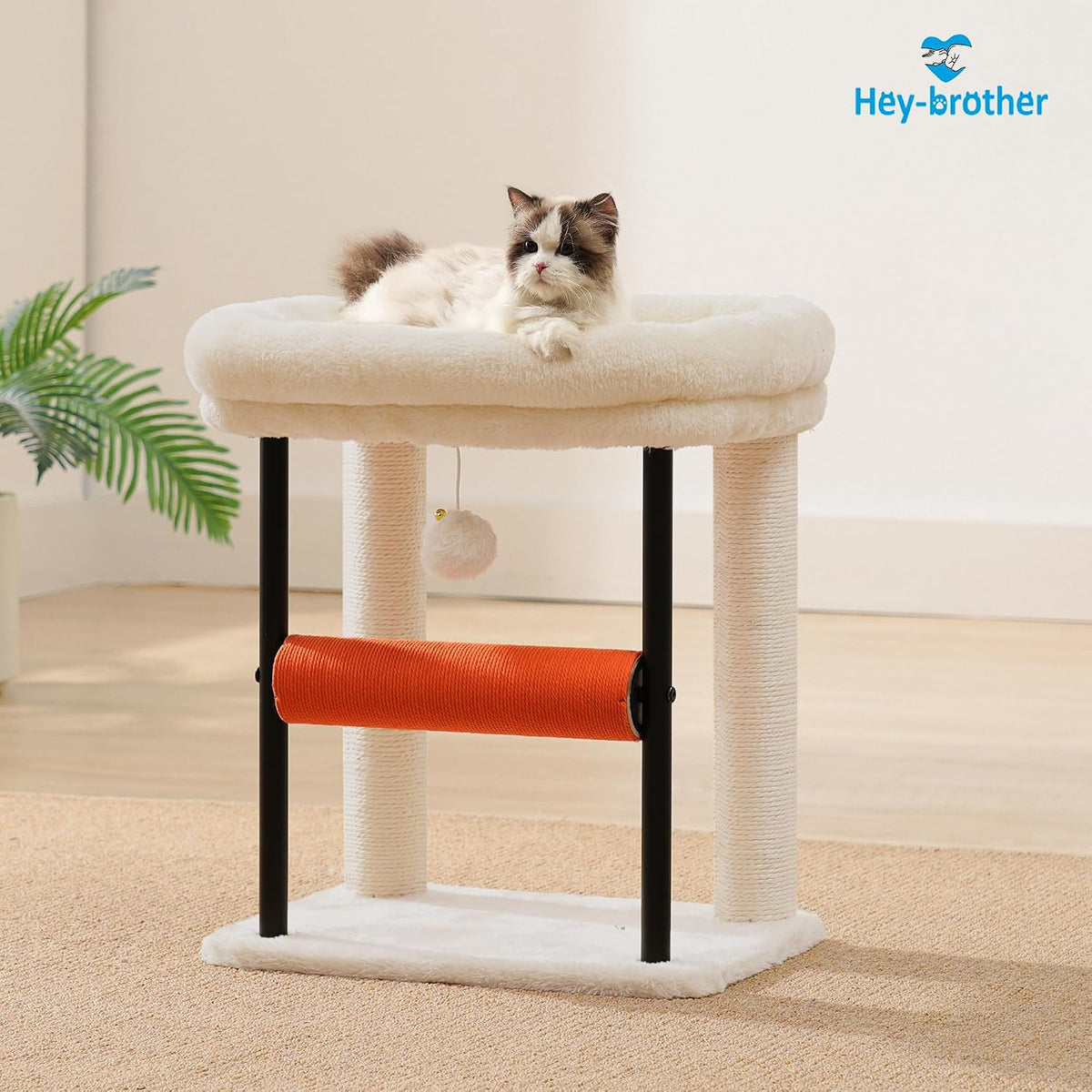 Hey-brother Cat Tree, Sturdy Tower with Sisal-Wrapped Columns - 18.9 inches / Beige - image 2