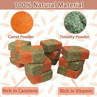 Fhiny 12 PCS Rabbit Carrots Chew Toys, Natural Timothy Hay Biscuit Cubes Rabbit Carrot Molar Treats Small Pet Snacks for Bunny Hamster Chinchilla Guinea Pig or Other Small Animals