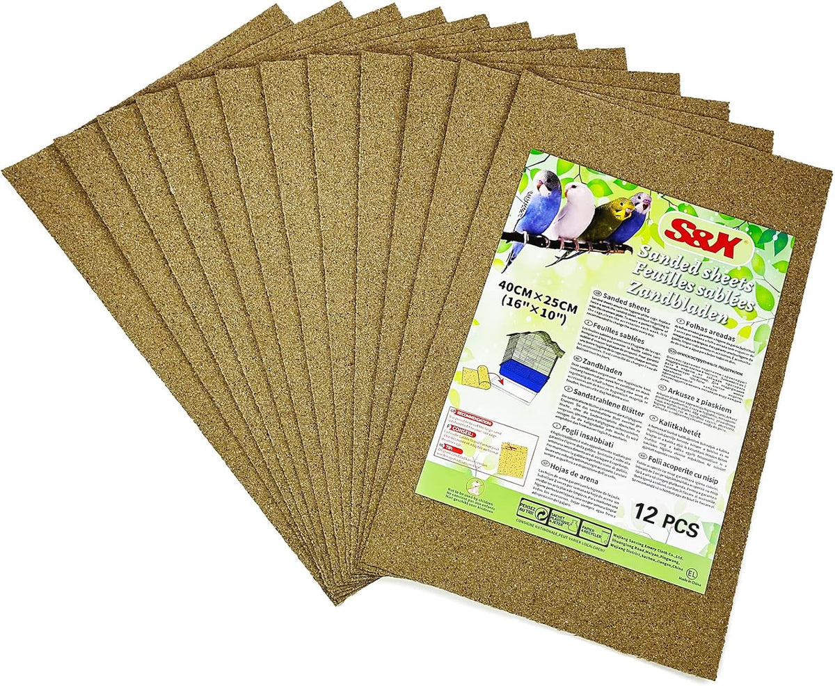 S&X Bird Cage Liners 17 x 11in, Disposable Gravel Paper Sheets - 60PCS 10" x 16"