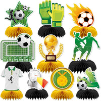 10 Pcs 80s Party Decorations, 1980s Table Honeycomb Centerpieces – Fun for Kids & Family - Soccer Style