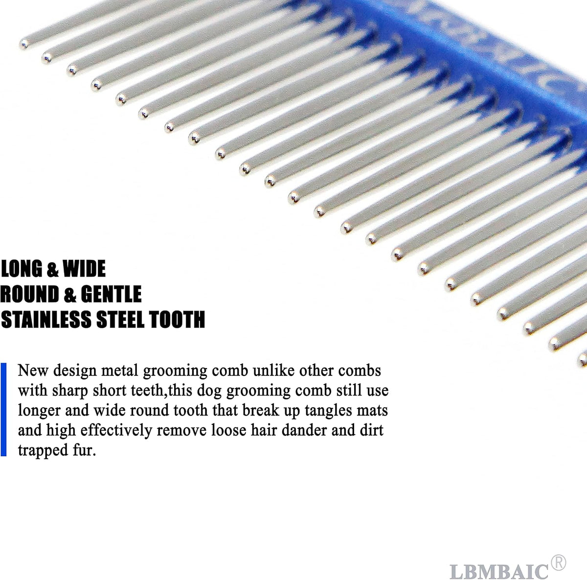 Metal Dog Grooming Combs Shedding Tangles, Knots, Mats. - Medium / royalblue - image 4
