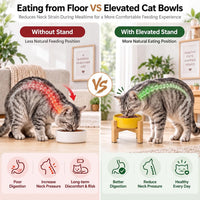 Elevated Cat Water Bowl, Ceramic Raised Cat Food Bowl with Adjustable Bamboo Stand, 5.1" Compact - Small / Pink - image 4