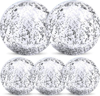 TURNMEON 5 Pack Sequins Beach Balls 16 Inch 24 Inch Pool Party - Silver / 2 pcs 24inch+3 pcs 16inch