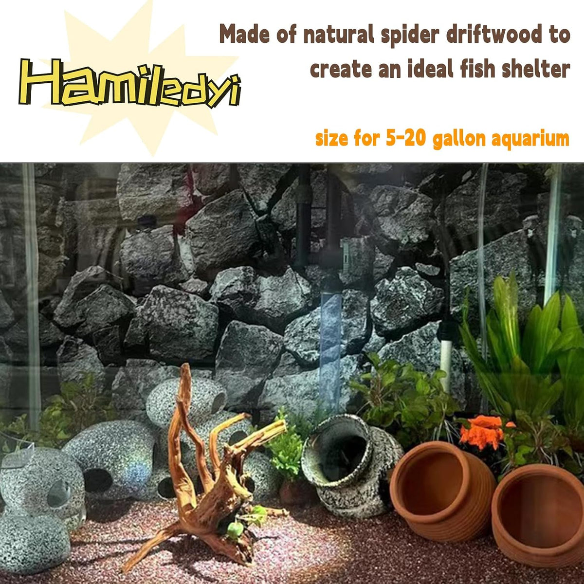 5PCS Driftwood for Aquarium 7-9in Natural Reptile Spider Wood - M:Spiderwood 7-9in 5PCS - image 3