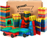 cossy 120 Pcs Magnetic Tiles, 3D Magnetic Blocks Set with 2 Cars - 220 Pieces