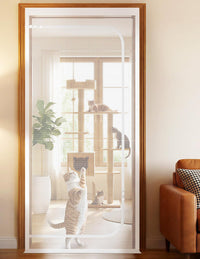 BFNN Cat Proof Screen Door, Extra Tall Mesh Gate - White / Fits Door Opening Size Up to 36''x 82''
