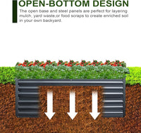 EDOSTORY Metal Raised Bed Garden Bed Kit, 8x4x2ft Tall Galvanized Planter Raised Garden Boxes Outdoor, Large Metal Raised Garden Beds for Flowers, Vegetables, Herbs