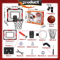 Indoor Basketball Hoop with Electronic Scoreboard & Balls for Kids - Indoor Basketball Hoop-red - image 2