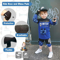 Soft-Style Kids Knee and Elbow Pads with Bike Gloves - Large / Ocean Camo - image 3