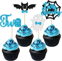 Ephlyn 24 white glitter ghost cupcake toppers for Halloween desserts - view 9