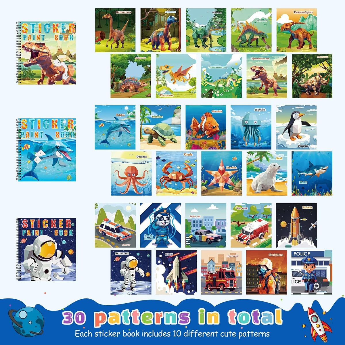 Homicozy 3Pcs Paint by Number Sticker Books for Kids 4-8 - Style2-3pcs - image 2