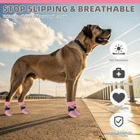 KOOLTAIL Dog Socks for Hot Pavement, Summer Breathable Dog Socks to Prevent Licking Paws, Non Slip Pet Boots & Paw Protectors for Hardwood Floor,Grippy Shoes for Small Medium Large Senior Dogs,Pink XS