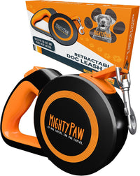 Mighty Paw Retractable Dog Leash, for Large Dogs, Auto-Locking - Original Orange / 50 - 110 lbs