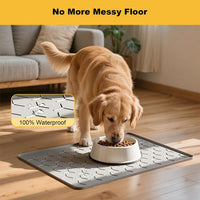Pieviev Silicone Dog Cat Food Bowl Mat, Waterproof Raised Edge - M-24''X16'' / Light Gray - image 4