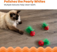 Catstages Strawbabies Dental Cat Chew Toy with Catnip & Feathers - Strawbabies - image 4