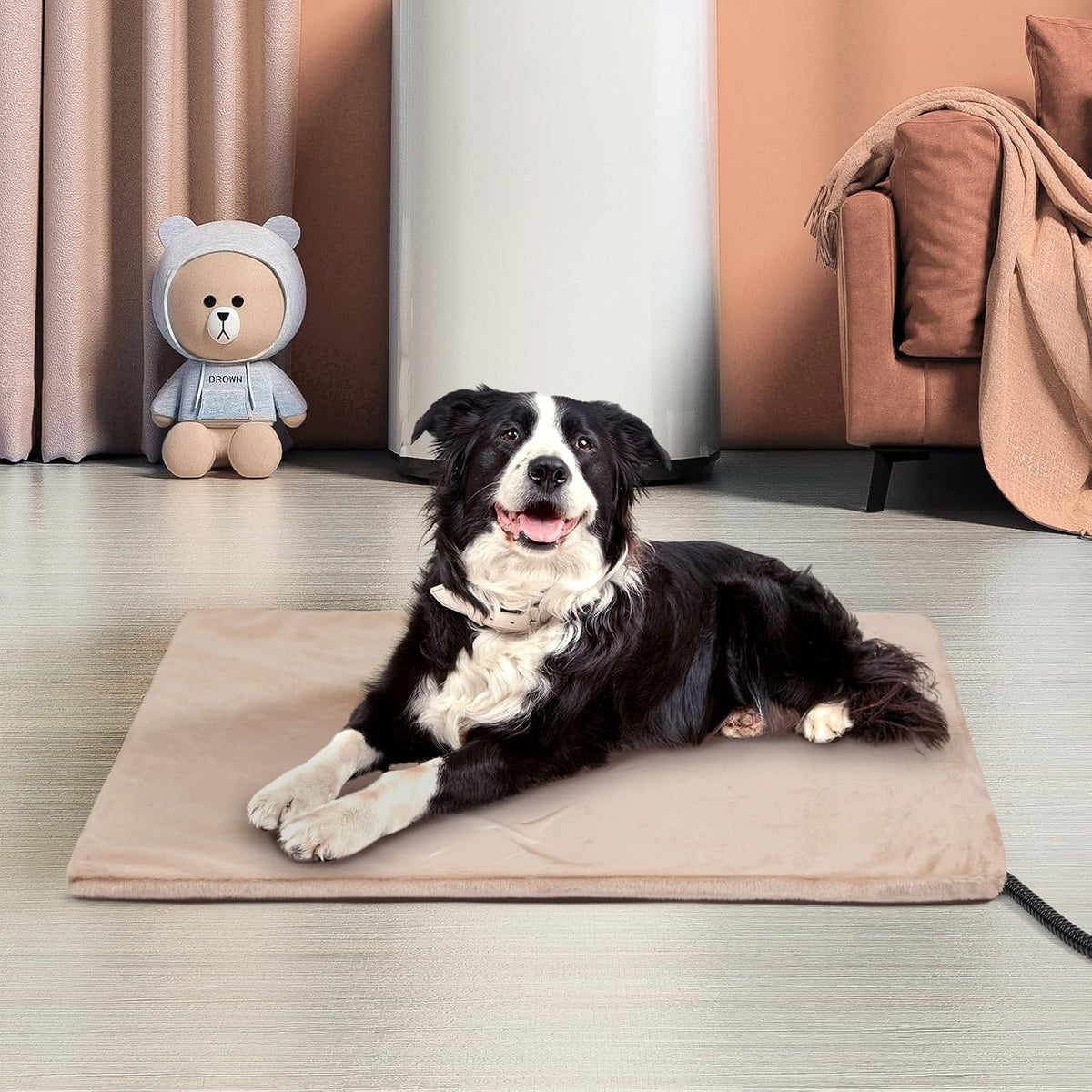 Niubya Pet Heating Pad for Dogs Cats with Timer and Soft Cover - Khaki / 30" x 18" - image 3