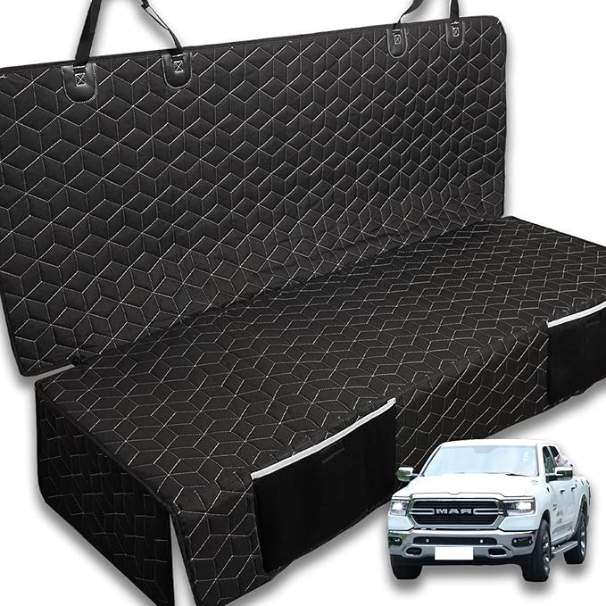 Dog Car Seat Covers for Back Seat,Waterproof Pet Bench Seat Covers for Trucks Ford f150/Ram1500/Nissan Frontier/Toyota Tacoma/GMC Canyon/Silverado Scratch Nonslip Truck Seat Cover for Dogs