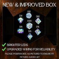 HEIMDALLR liquid core DND dice set in Fenrir's Shadow with glowing LED display box - view 27