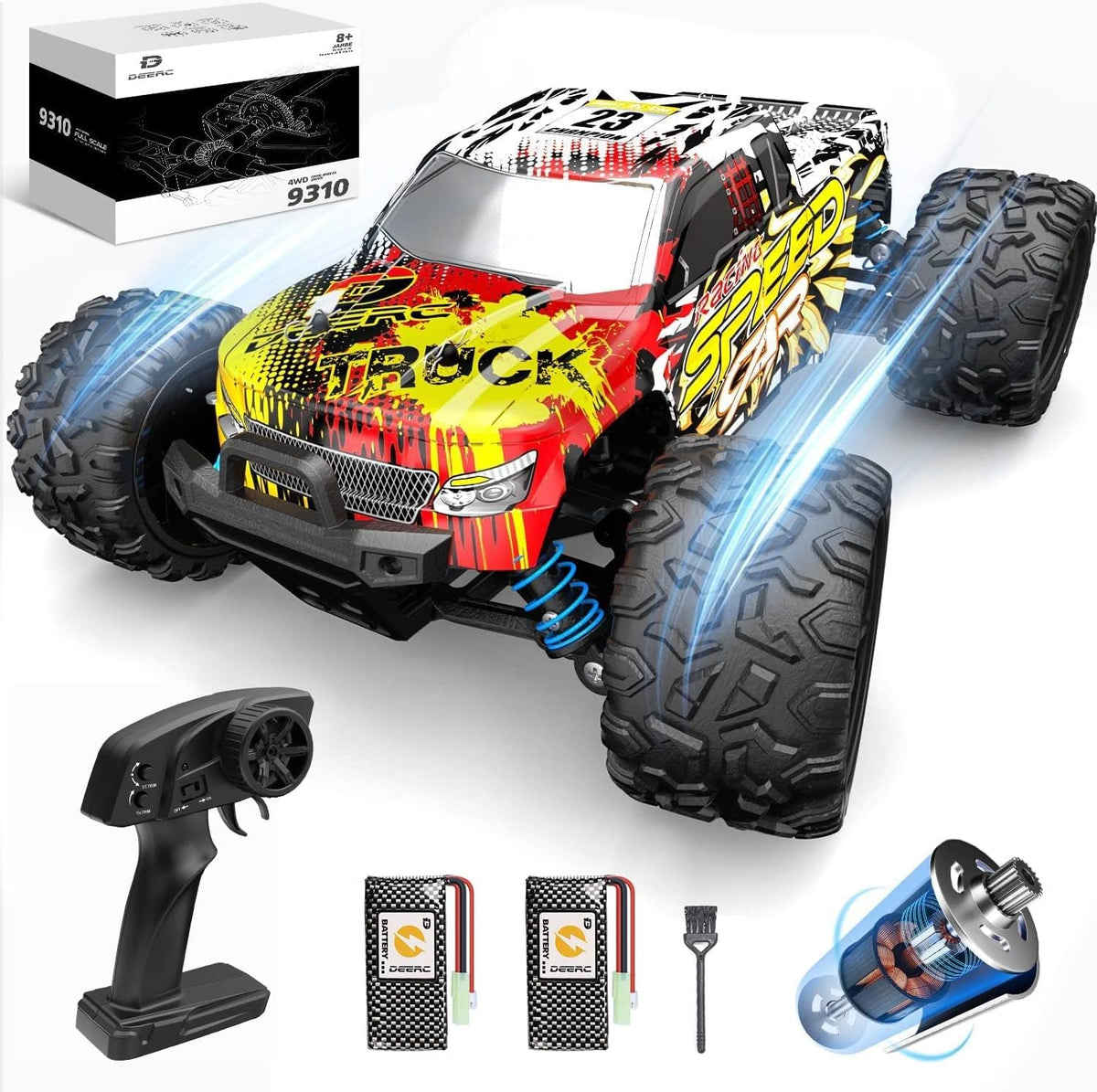 DEERC 9309E RC Cars for Adults 40KPH - 1:16 Yellow