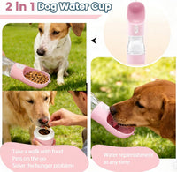 Portable Dog Water Bottle with Food Container Dishwasher Safe-Pink – Essentials for Dogs - Light Pink - image 2