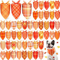 Abbylike 50 Pcs Fall Plaid Dog Bandanas Bulk Autumn Bandanas for Dogs Triangle Kerchief Bibs Scarf for Small Medium Large Pets Thanksgiving Costume Accessories, 25 Styles (31.5 x 21.7 x 21.7 Inch)